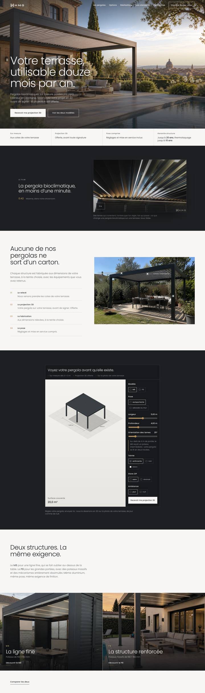 Le site HMG Extérieur affiché sur un ordinateur